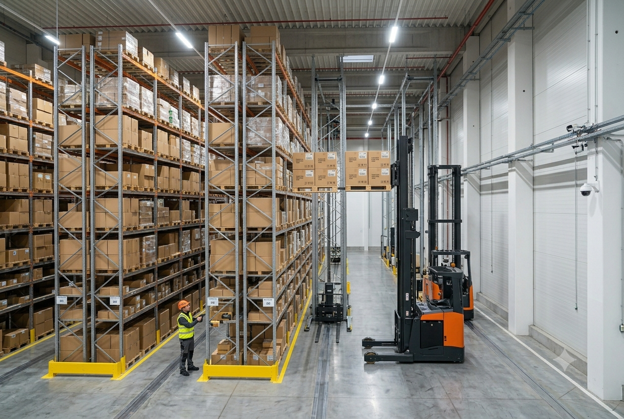 High-bay racking aisle